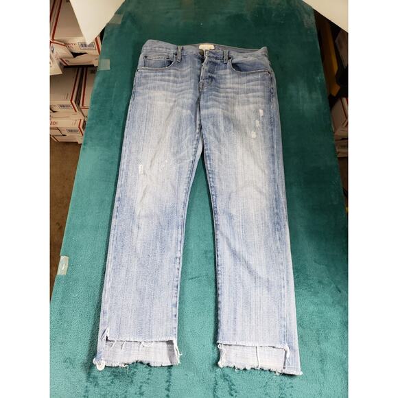 Free People Jeans Size 28 Womens Blue Pants Stretch Denim Fray Hem Ankle - Picture 2 of 13